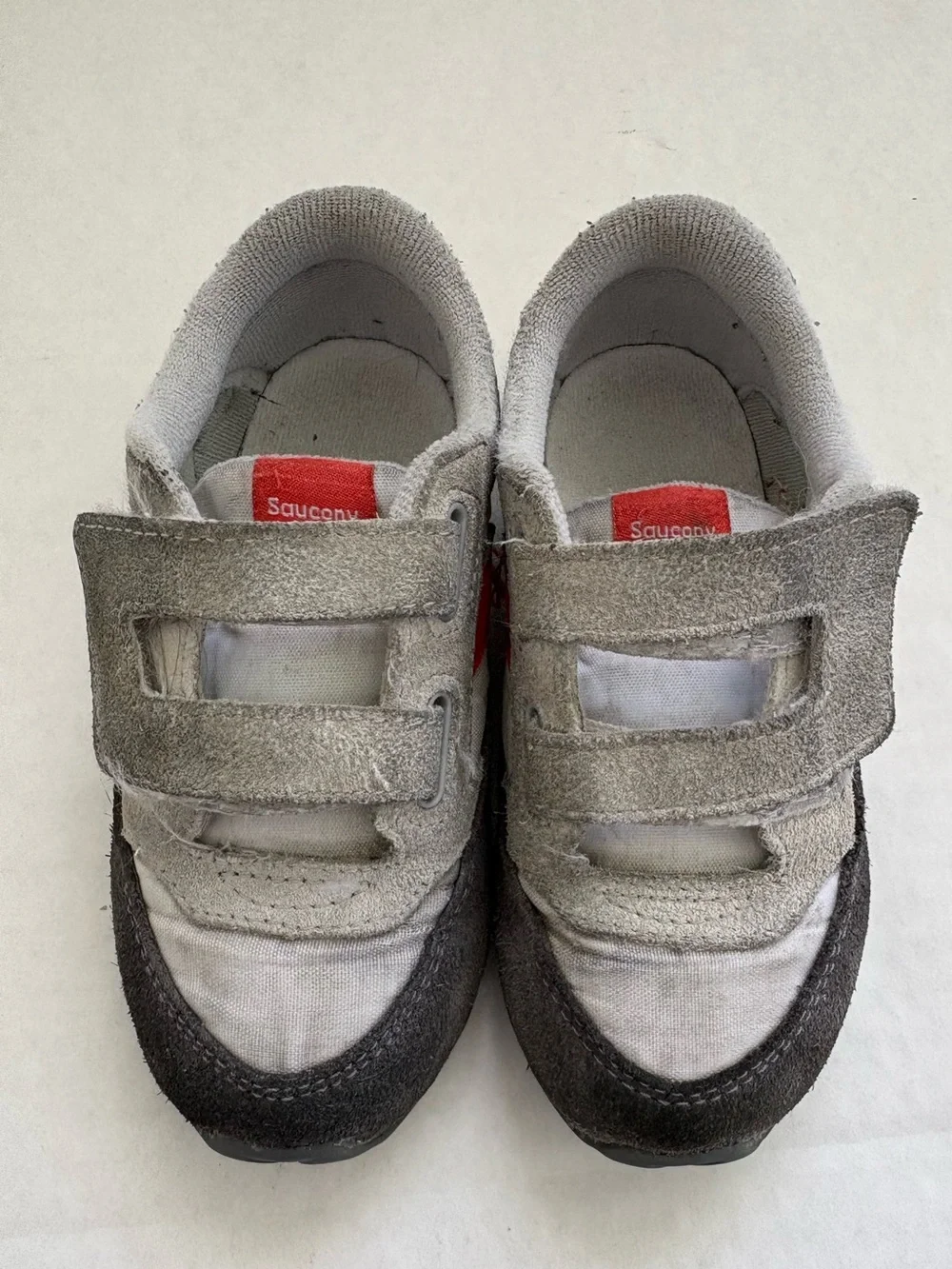 Saucony Originals Jazz Hook & Loop Sneakers Toddler Boy Sz 8.5M White Grey Red